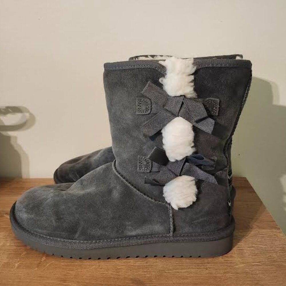 Koolaburra by Ugg Victoria Short Boot Grey Shearling Sheep Skin Boots women’s 8
